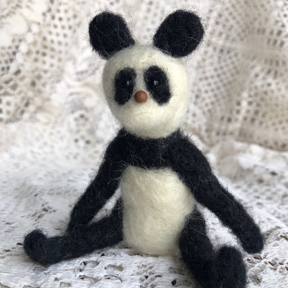 Handmade Needle Felted Panda Bear - Picture 2 of 9